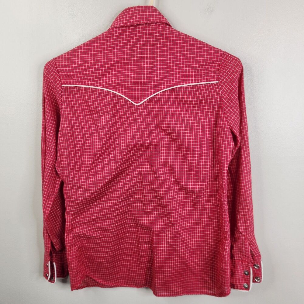 Karman Vintage 70s Womens Pearl Snap Gingham Dual Pocket Western Shirt  Sz 8 - Picture 3 of 9